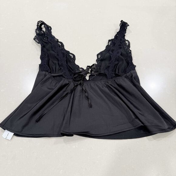 NWT Kat the Label Lacy Silky Babydoll Camisole Black Medium - Picture 3 of 9
